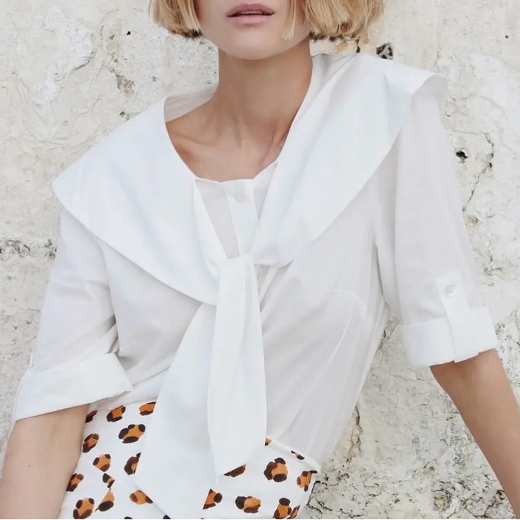 Marysia Corfu Top Blouse Sailor Toe Neck Top Small Preppy